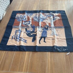 Pierre Cardin Artistic Print Scarf in Navy and Tan
